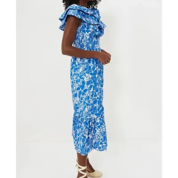 TUCKERNUCK Hyacinth House Blue and White floral Beaufort Thea Midi Dress NWT XXS - Picture 4 of 8